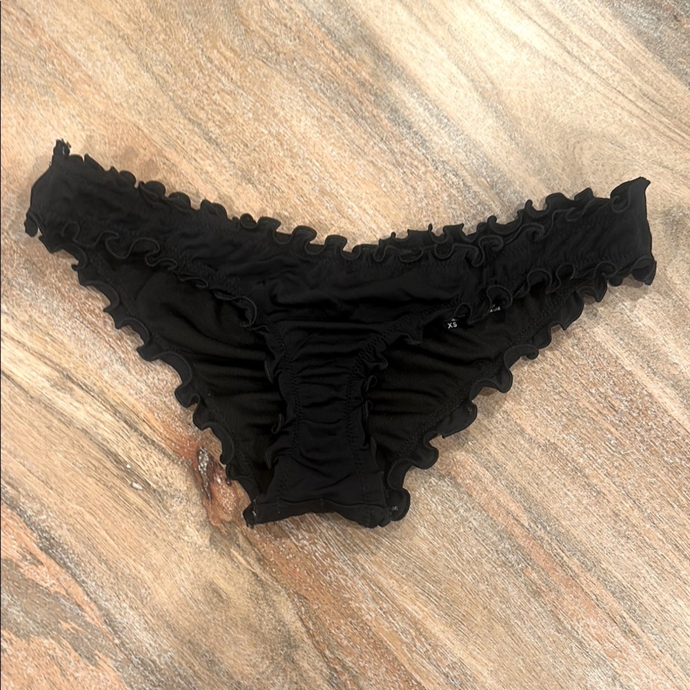 Black ruffled bikini bottoms